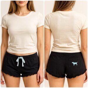 Victoria’s Secret PINK Dog Logo Sleep Shorts Sexy Pajamas Ruffled Size XS